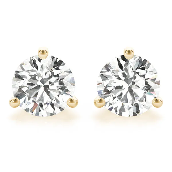 3-Prong Round Platinum Basket Moissanite Solitaire Stud Earrings