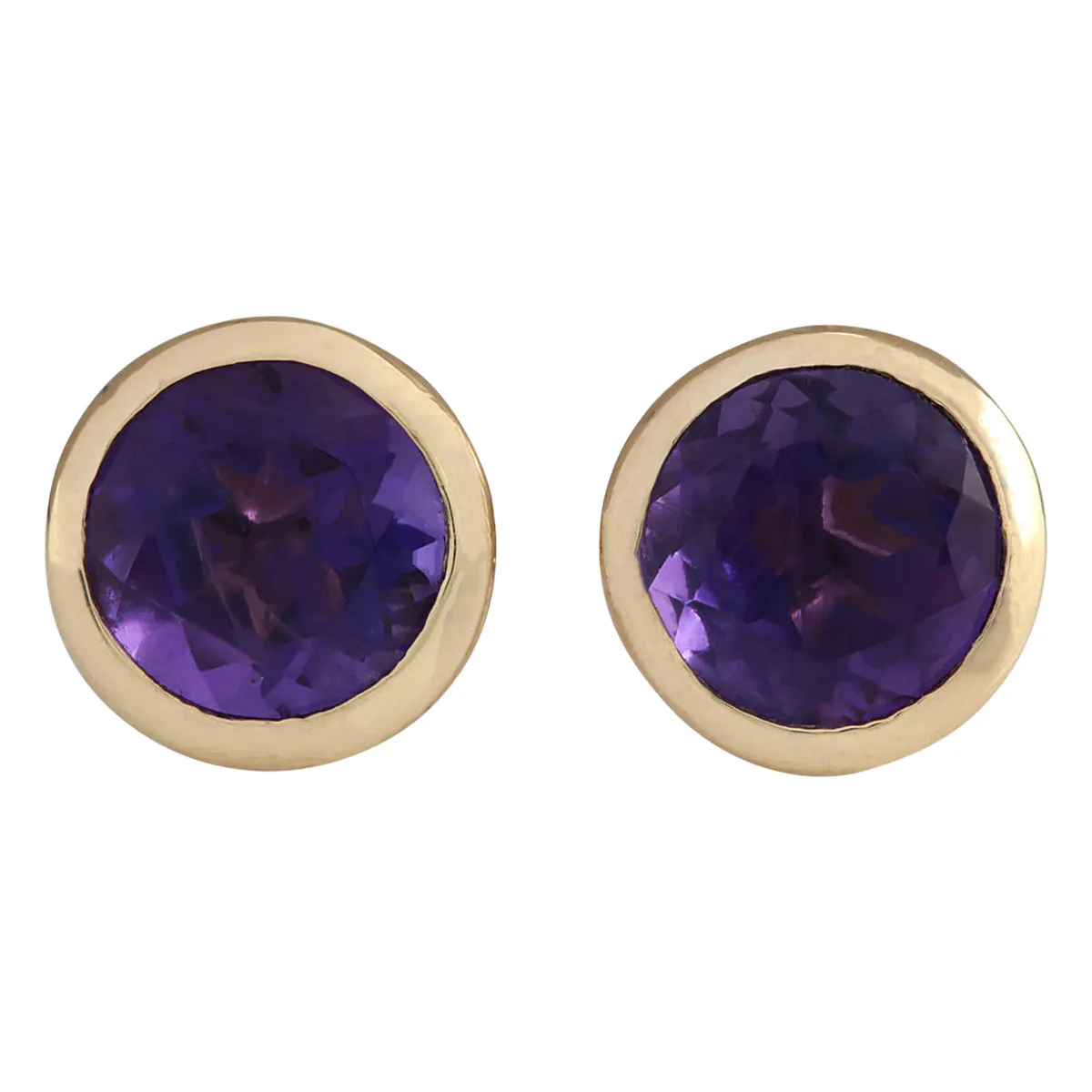 3.00 Carat Natural Amethyst 14K Yellow Gold Earrings
