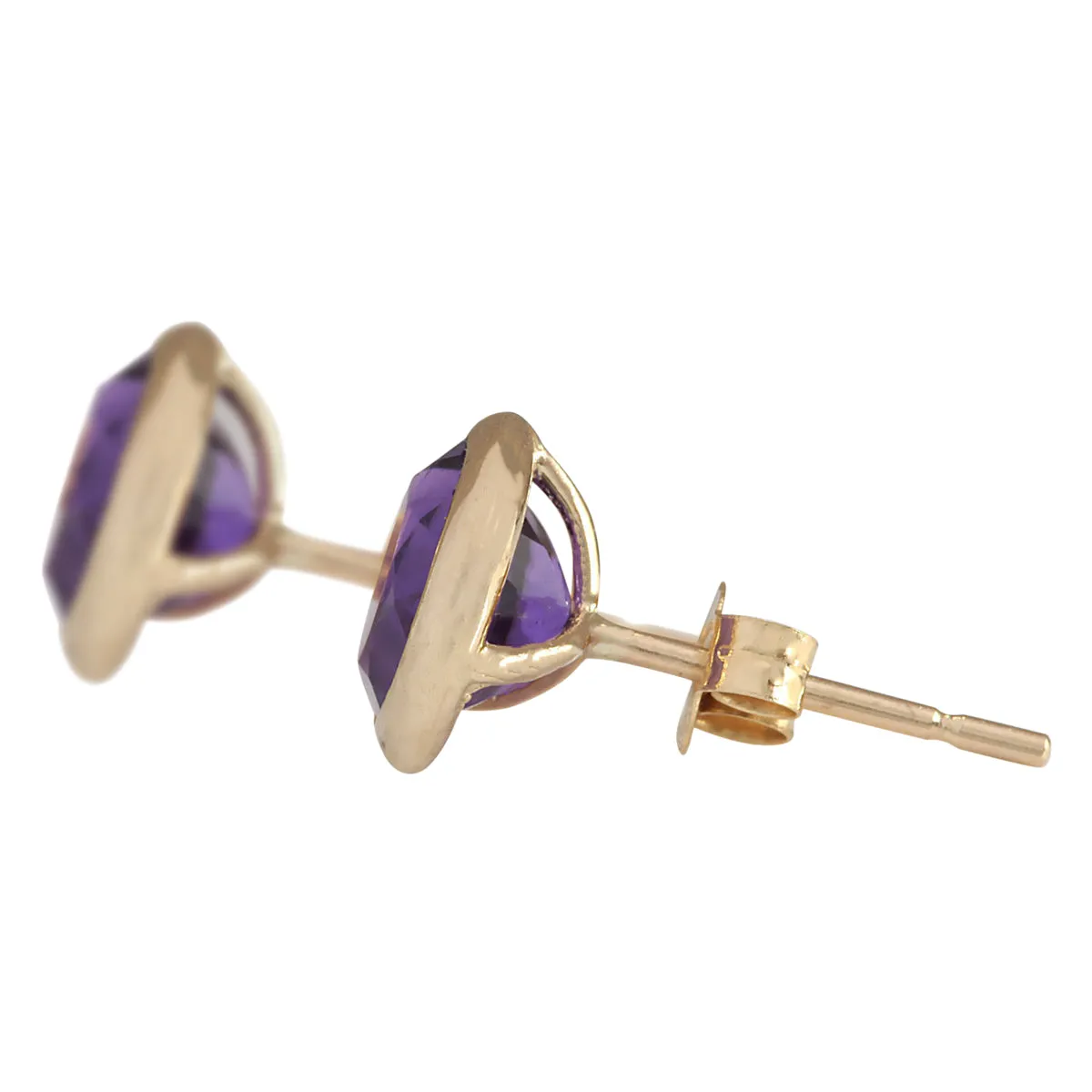 3.00 Carat Natural Amethyst 14K Yellow Gold Earrings
