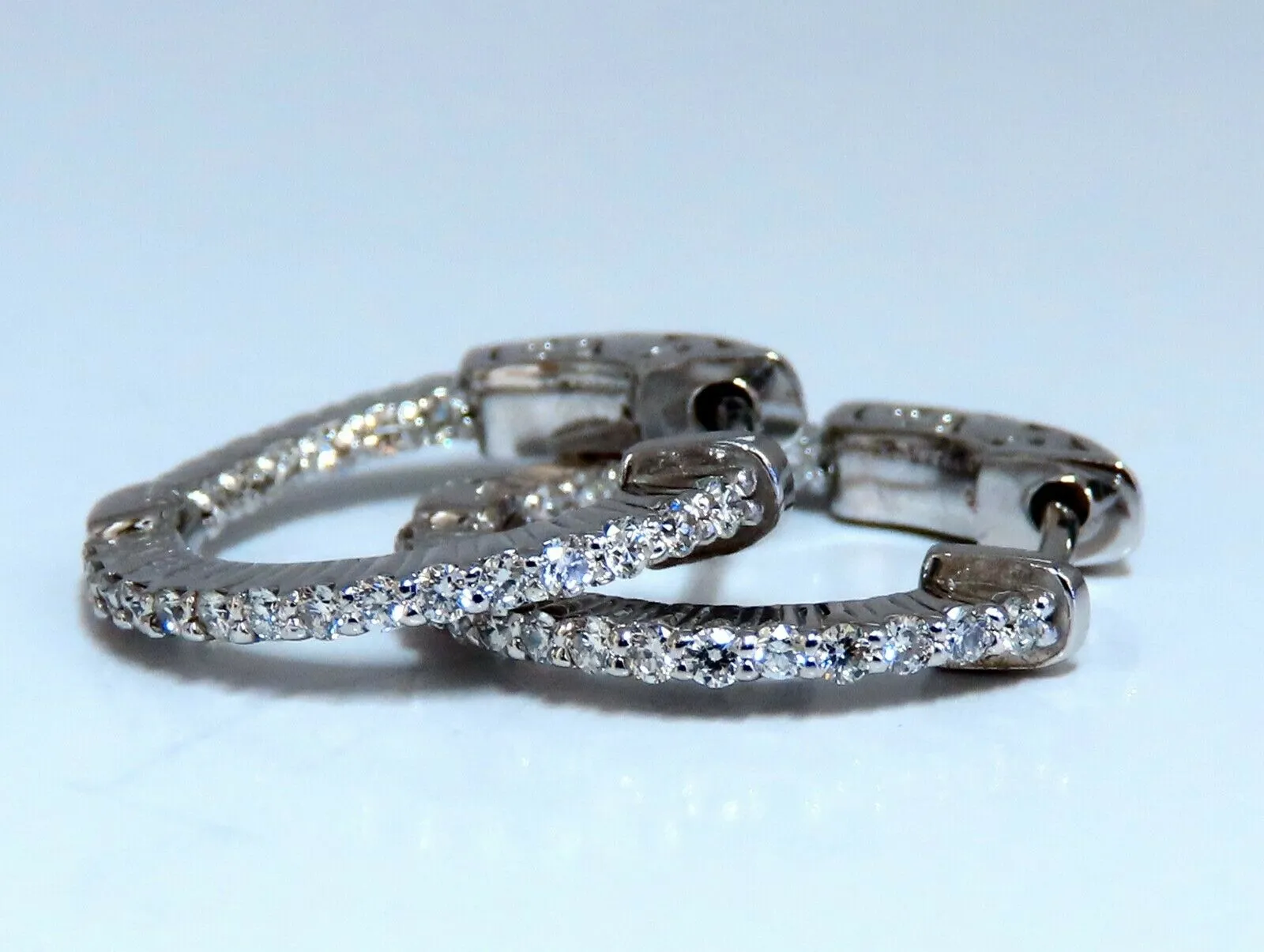 .30ct Natural Diamond Hoop Earrings 14 Karat In / Out