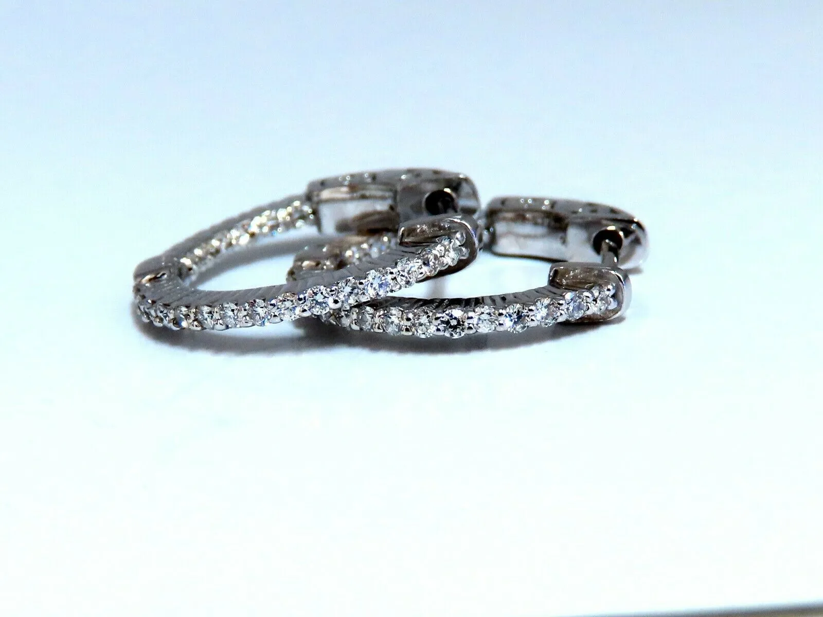 .30ct Natural Diamond Hoop Earrings 14 Karat In / Out
