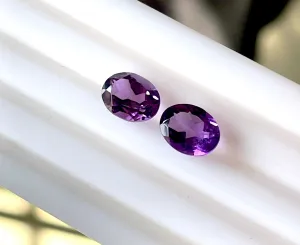 3.4 carat Pair of Oval Natural Purple Amethyst Loose Stone