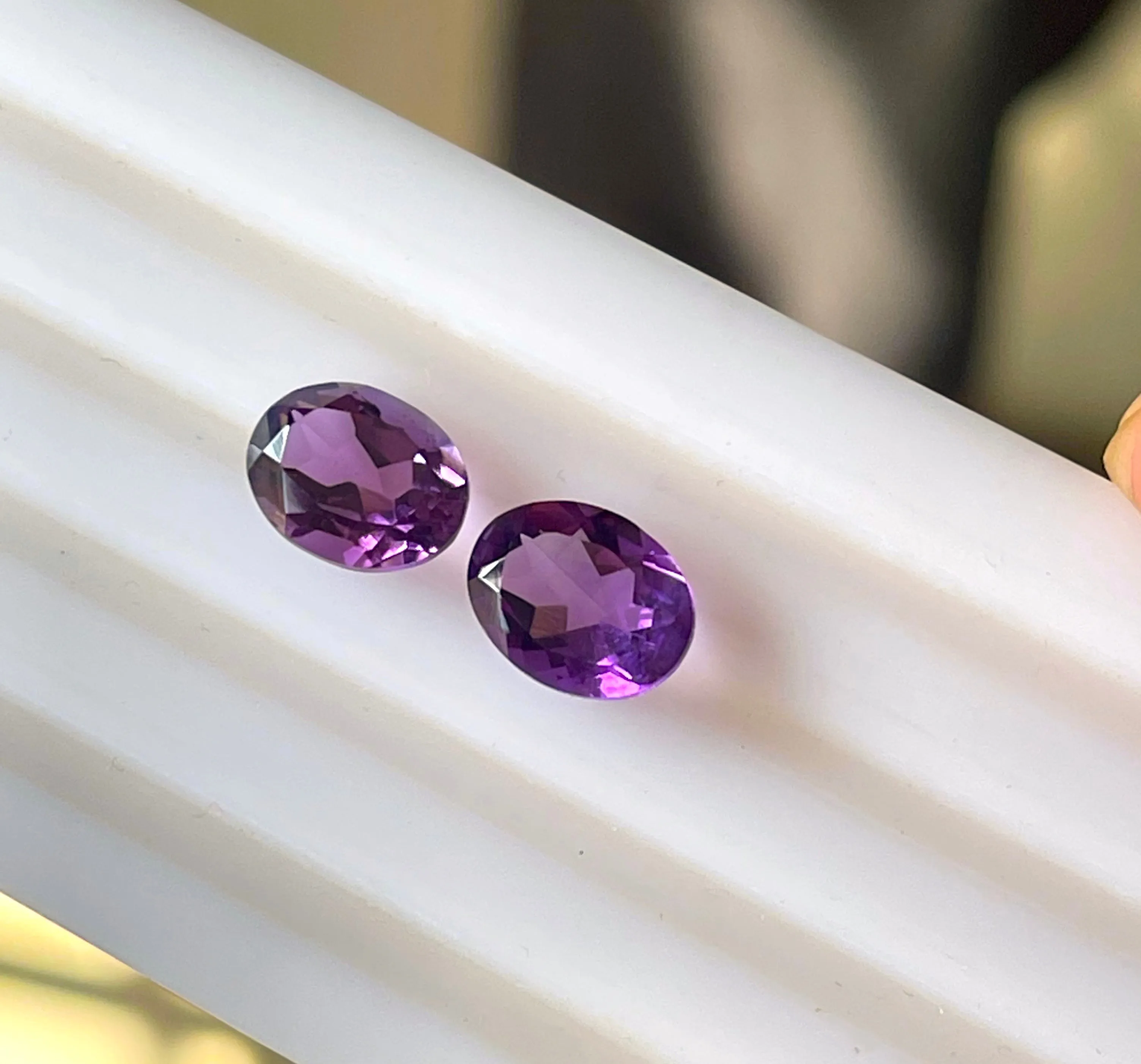 3.4 carat Pair of Oval Natural Purple Amethyst Loose Stone