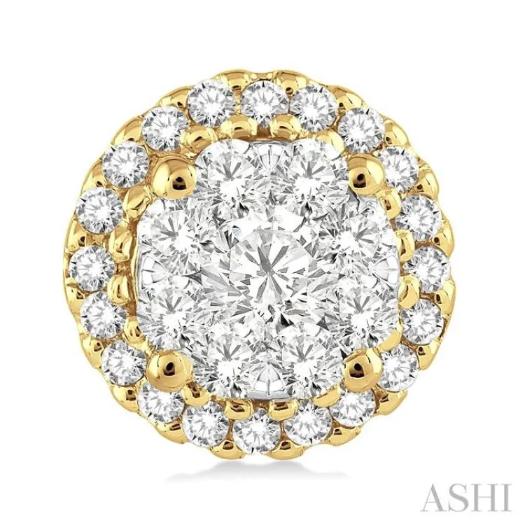 3/4 ctw Lovebright Round Cut Diamond Earrings in 14K Yellow and White Gold