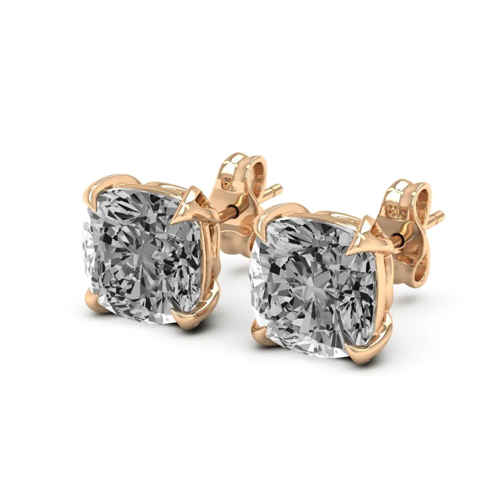 3.40 d.e.w cts 7x7mm Cushion Moissanite Stud Earrings