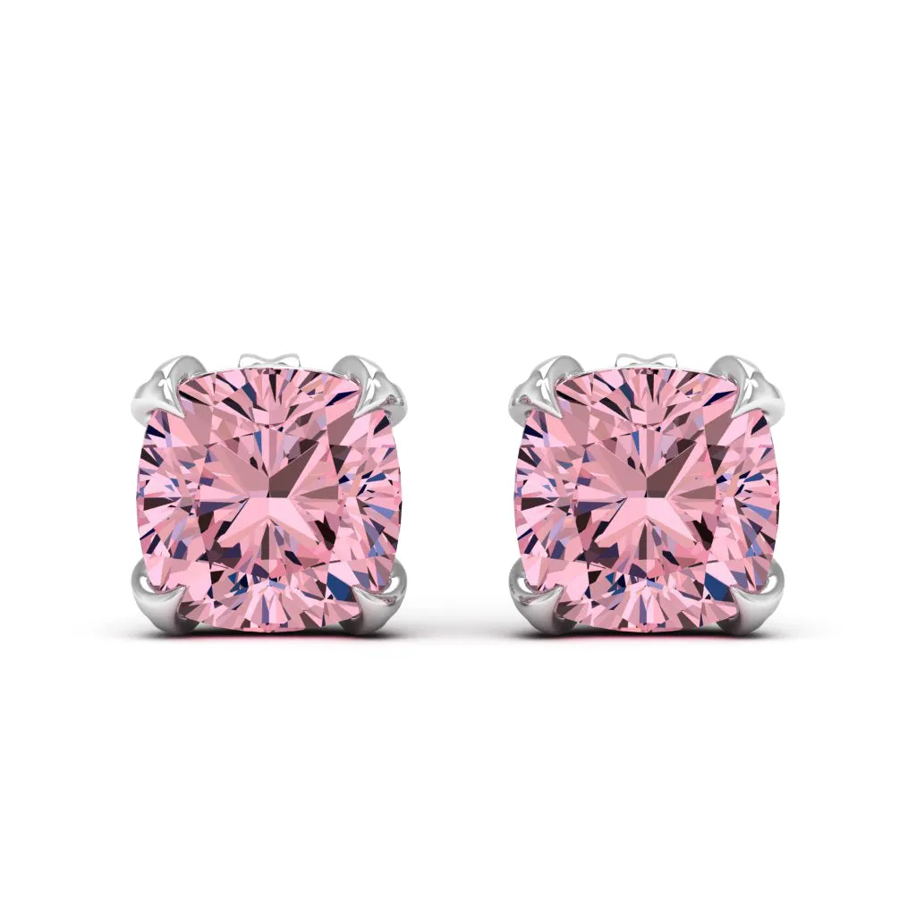 3.40 d.e.w cts 7x7mm Cushion Moissanite Stud Earrings