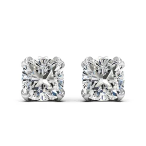 3.40 d.e.w cts 7x7mm Cushion Moissanite Stud Earrings