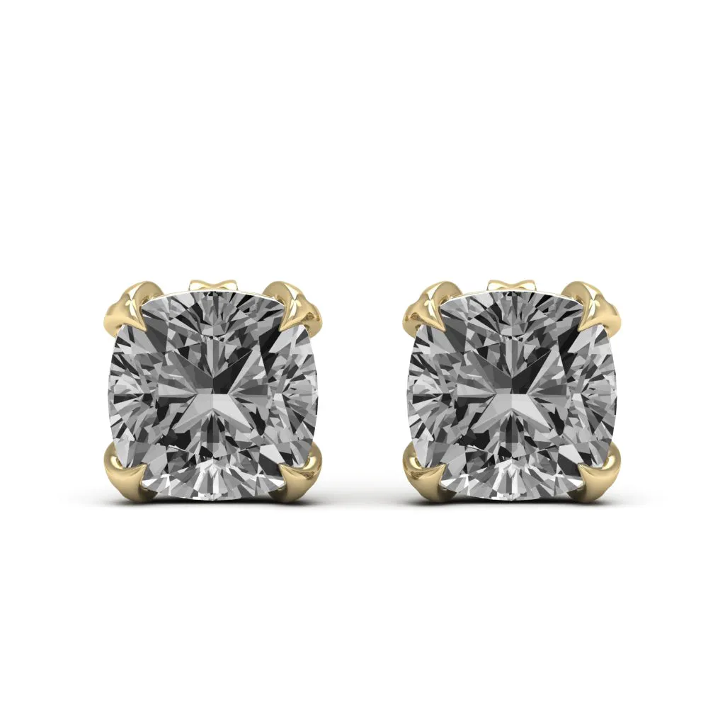 3.40 d.e.w cts 7x7mm Cushion Moissanite Stud Earrings