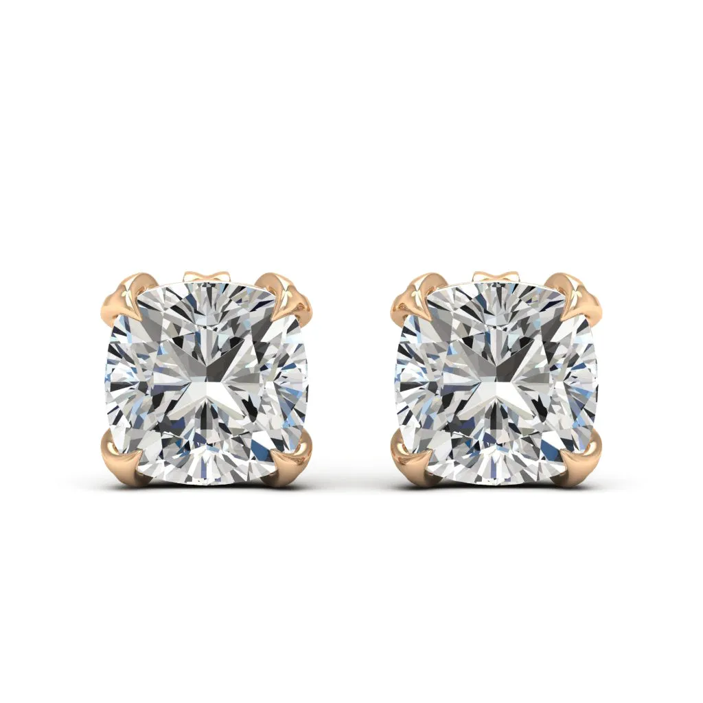 3.40 d.e.w cts 7x7mm Cushion Moissanite Stud Earrings
