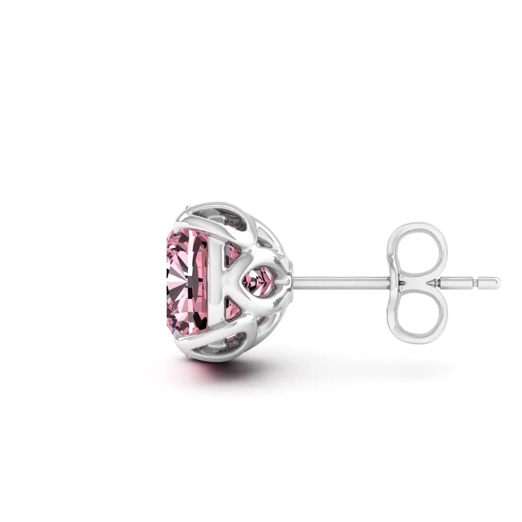 3.40 d.e.w cts 7x7mm Cushion Moissanite Stud Earrings