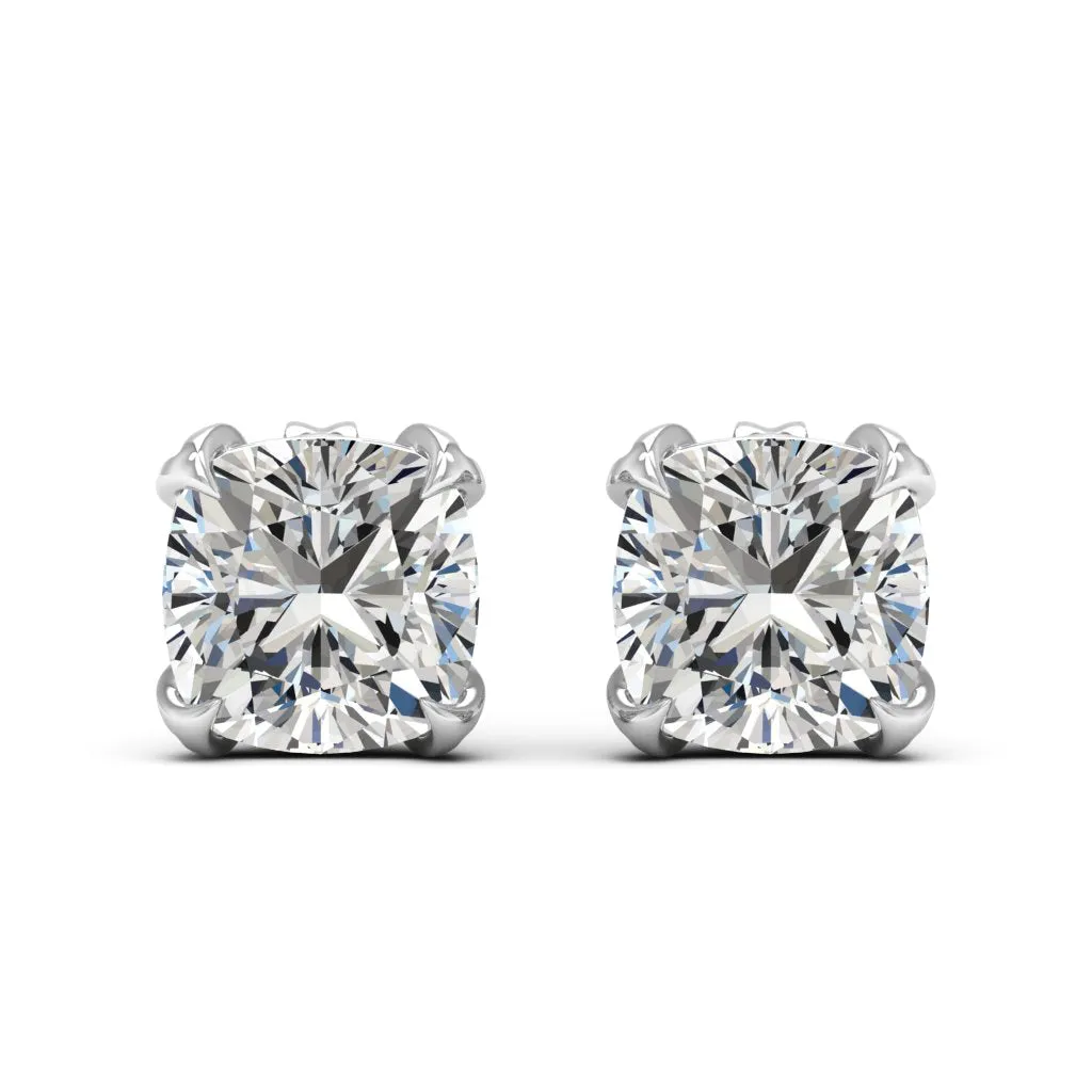 3.40 d.e.w cts 7x7mm Cushion Moissanite Stud Earrings