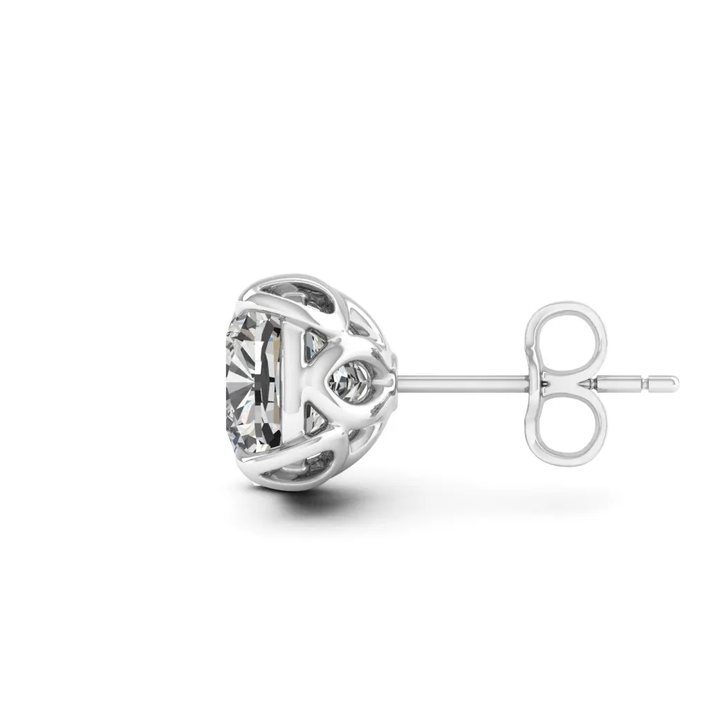 3.40 d.e.w cts 7x7mm Cushion Moissanite Stud Earrings