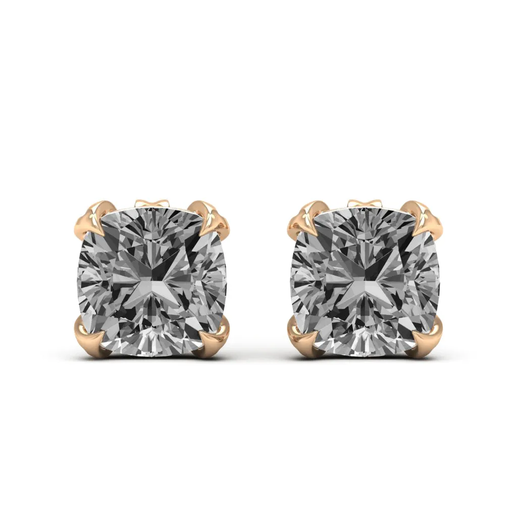 3.40 d.e.w cts 7x7mm Cushion Moissanite Stud Earrings