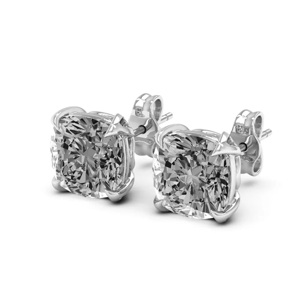 3.40 d.e.w cts 7x7mm Cushion Moissanite Stud Earrings