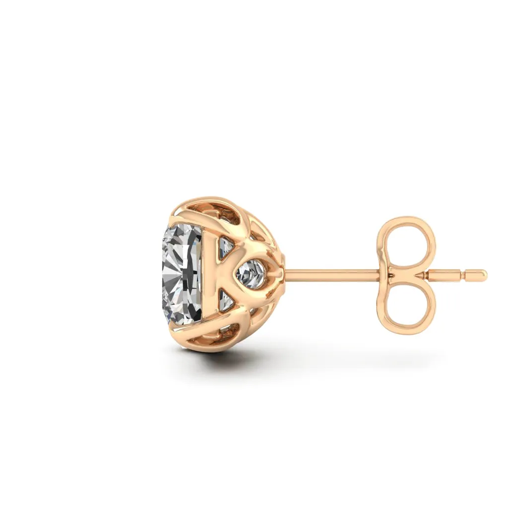 3.40 d.e.w cts 7x7mm Cushion Moissanite Stud Earrings