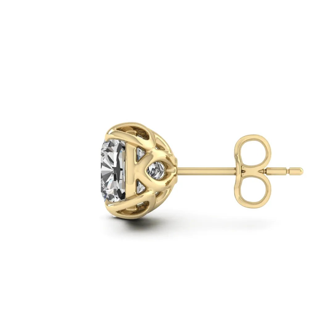 3.40 d.e.w cts 7x7mm Cushion Moissanite Stud Earrings