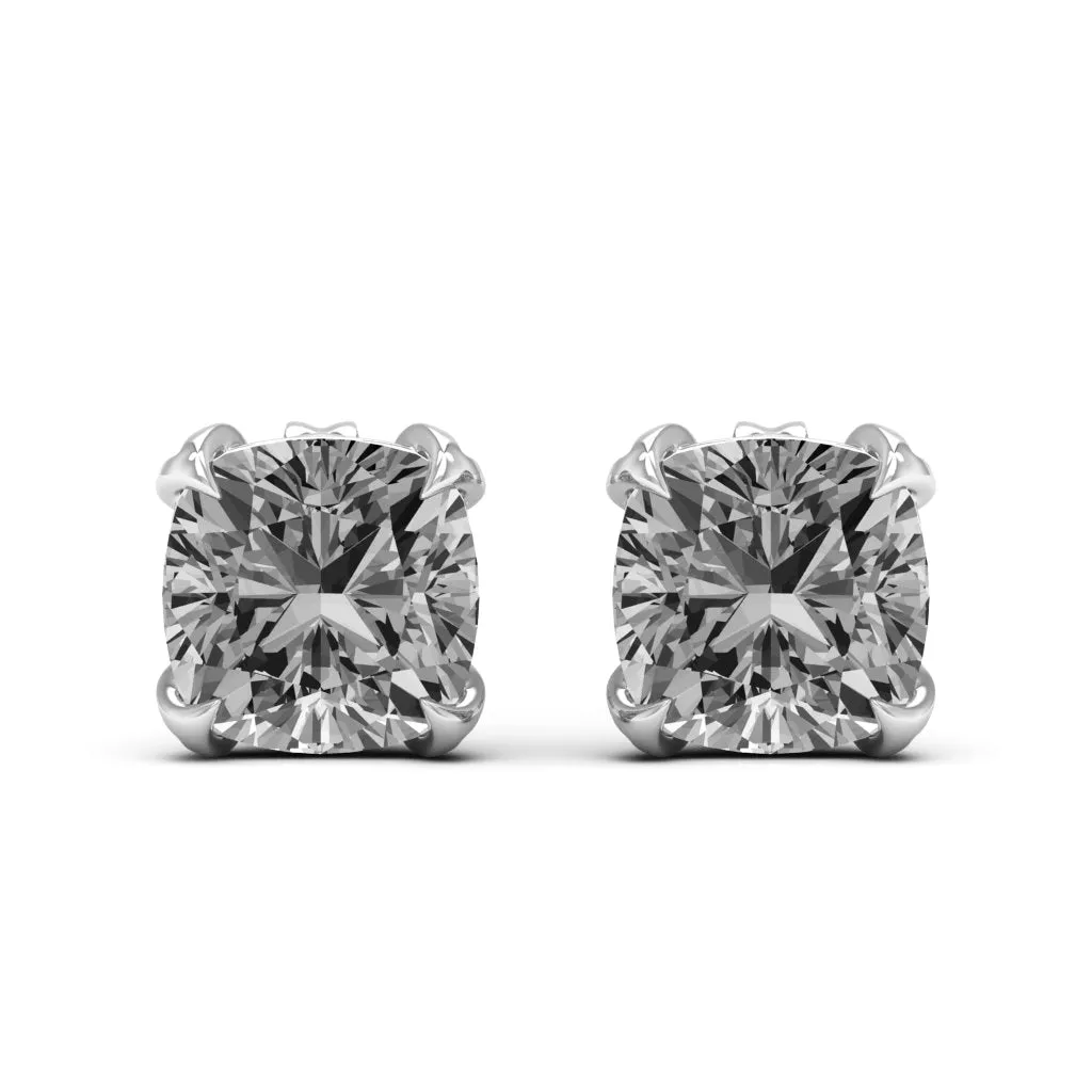3.40 d.e.w cts 7x7mm Cushion Moissanite Stud Earrings