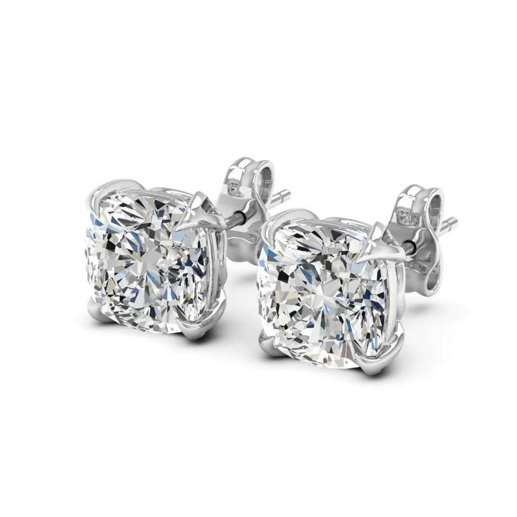 3.40 d.e.w cts 7x7mm Cushion Moissanite Stud Earrings