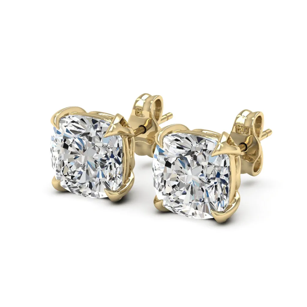 3.40 d.e.w cts 7x7mm Cushion Moissanite Stud Earrings