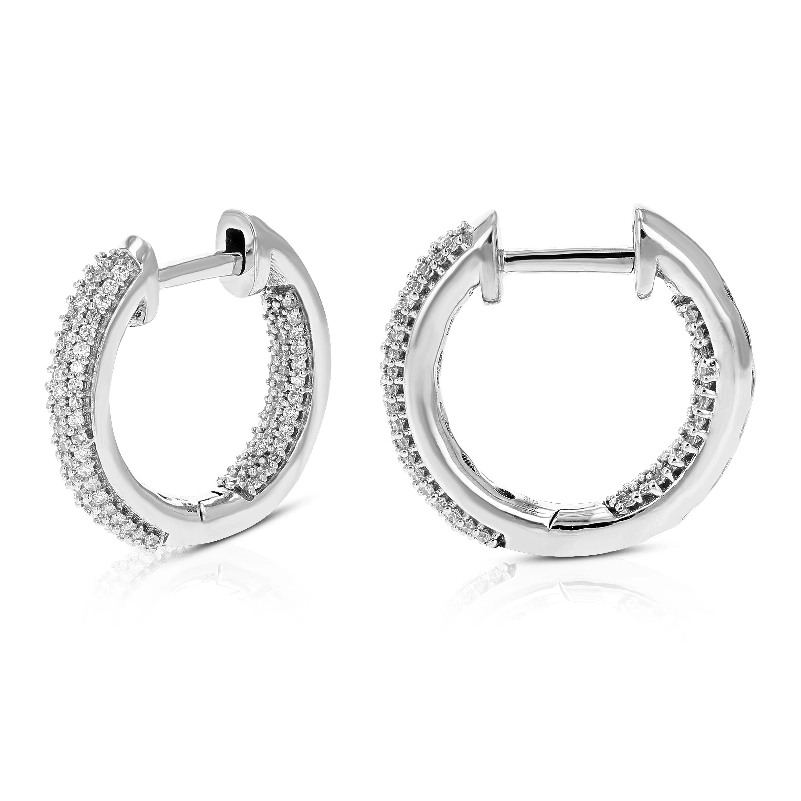 3/8 cttw Lab Grown Diamond Eternity Hoop Earrings in Sterling Silver