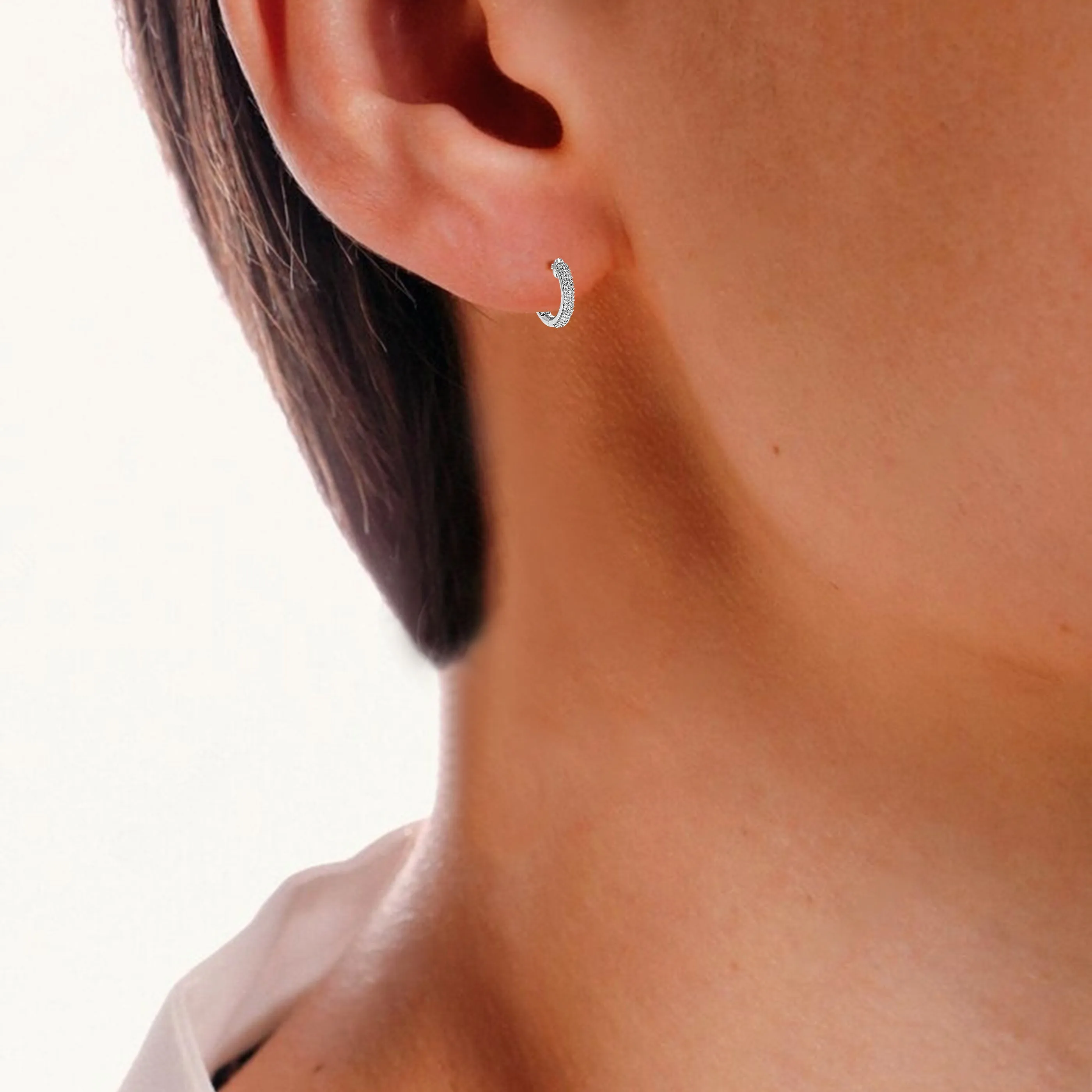 3/8 cttw Lab Grown Diamond Eternity Hoop Earrings in Sterling Silver