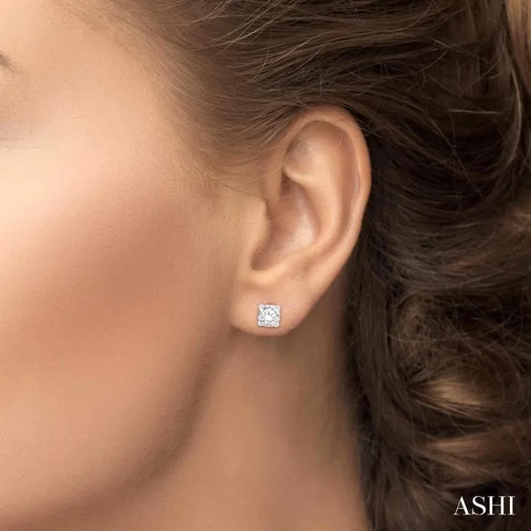 3/8 ctw Round Cut Diamond Stud Earring in 14K White Gold