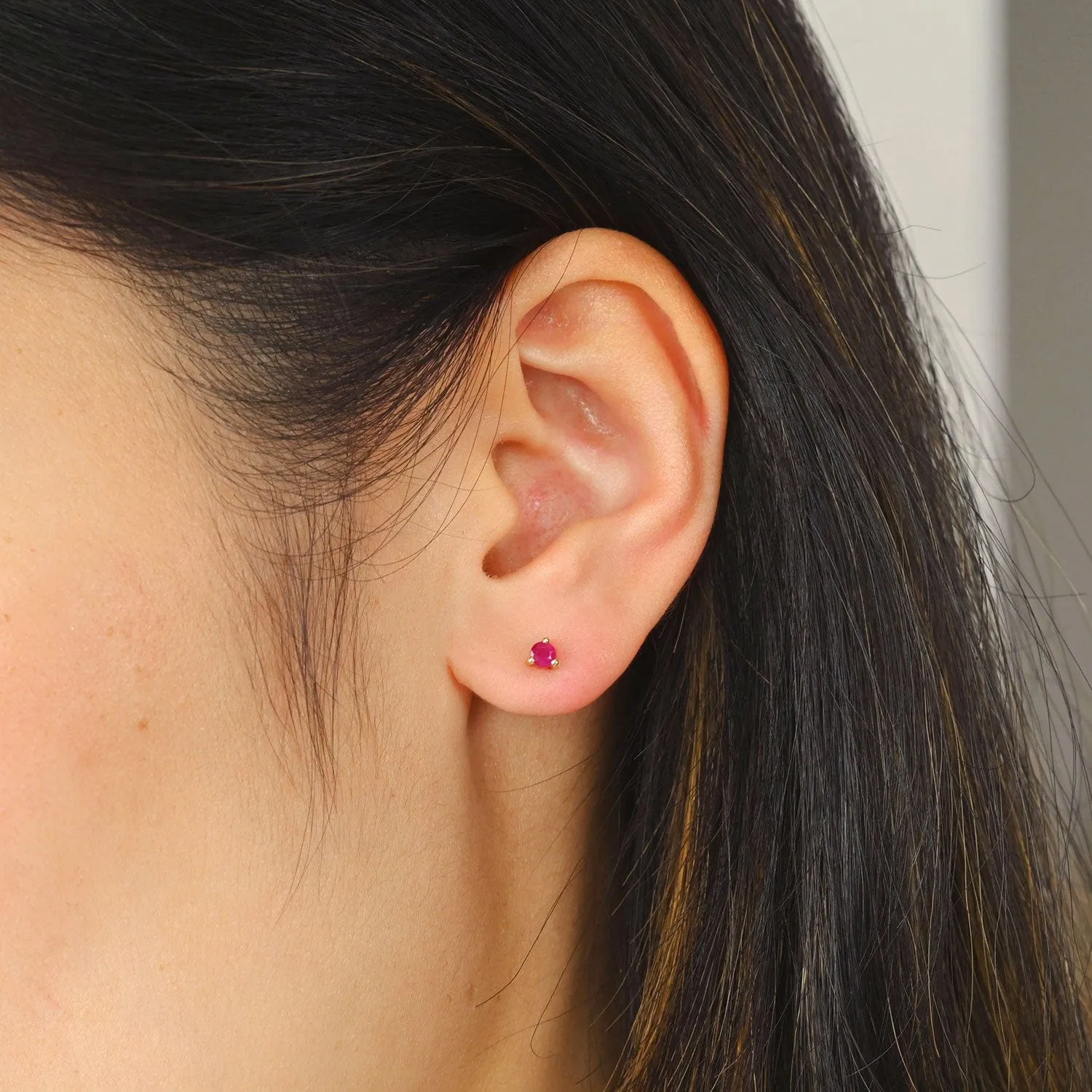 3mm Birthstone Studs - Ruby