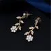 3Pcs GOLD Jewelry Set Floral Rhinestone (Earrings & Necklace) JS-043
