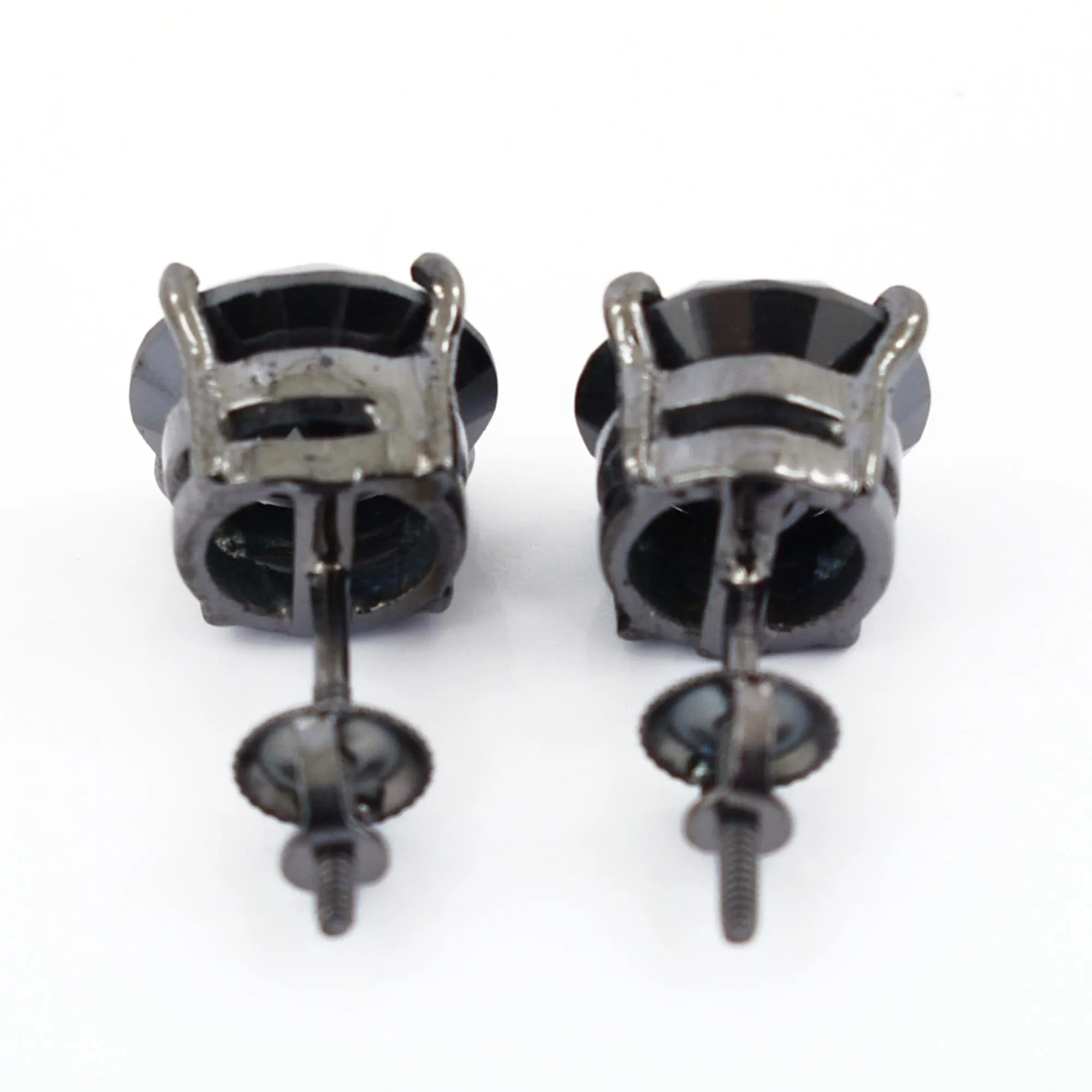4 Ct AAA Certified Amazing Black Diamond Solitaire Studs in 925 Silver, Great Luster