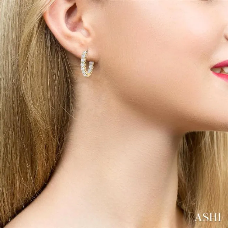 4 ctw Inside-Out Round Cut Diamond Hoop Earrings in 14K Yellow Gold