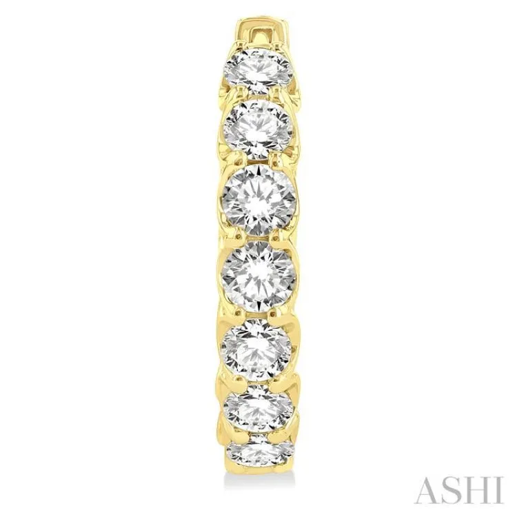 4 ctw Inside-Out Round Cut Diamond Hoop Earrings in 14K Yellow Gold