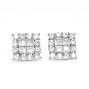 4.08 CTS DEW Moissanite Princess Cut Stud Earrings