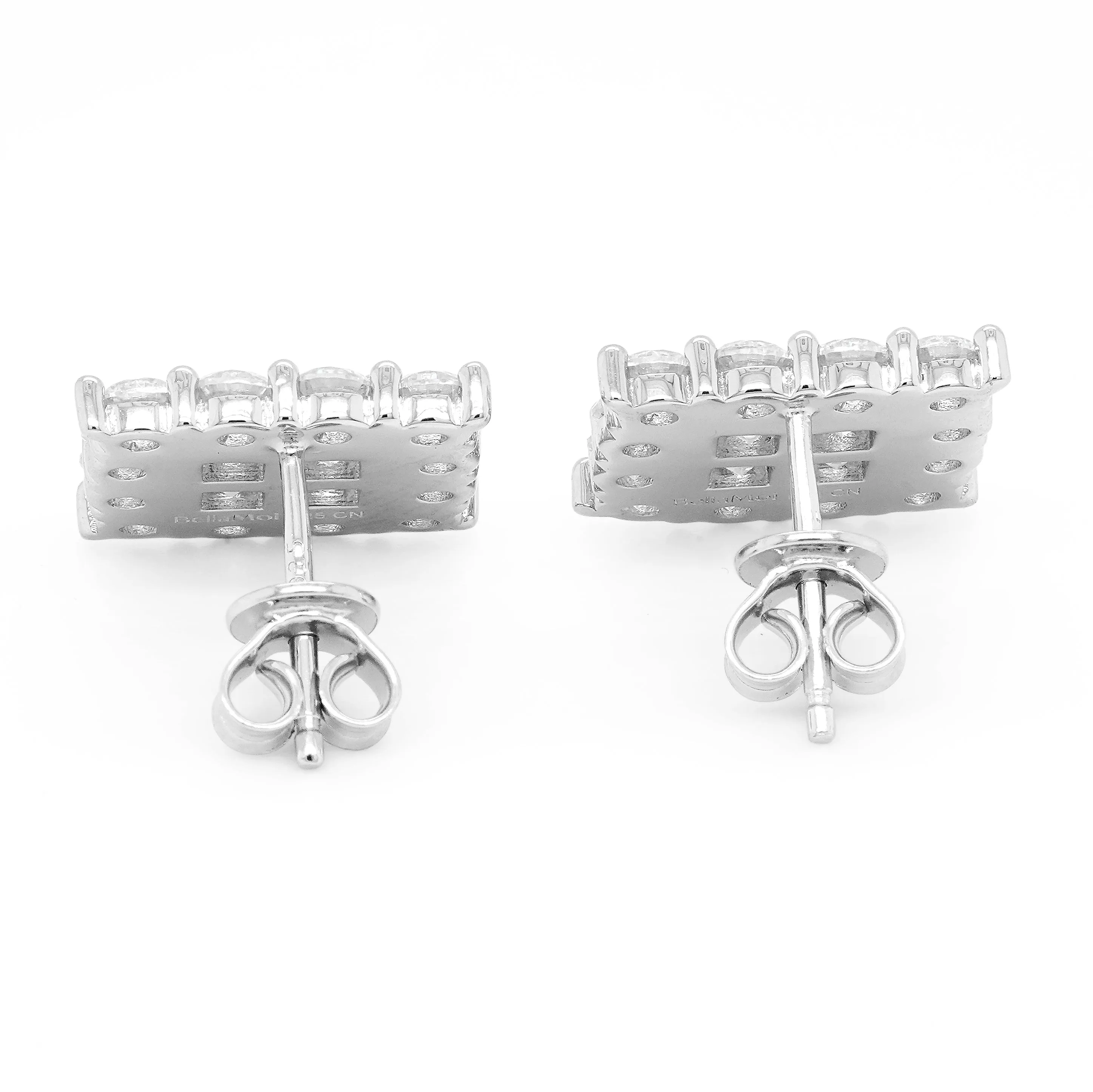 4.08 CTS DEW Moissanite Princess Cut Stud Earrings