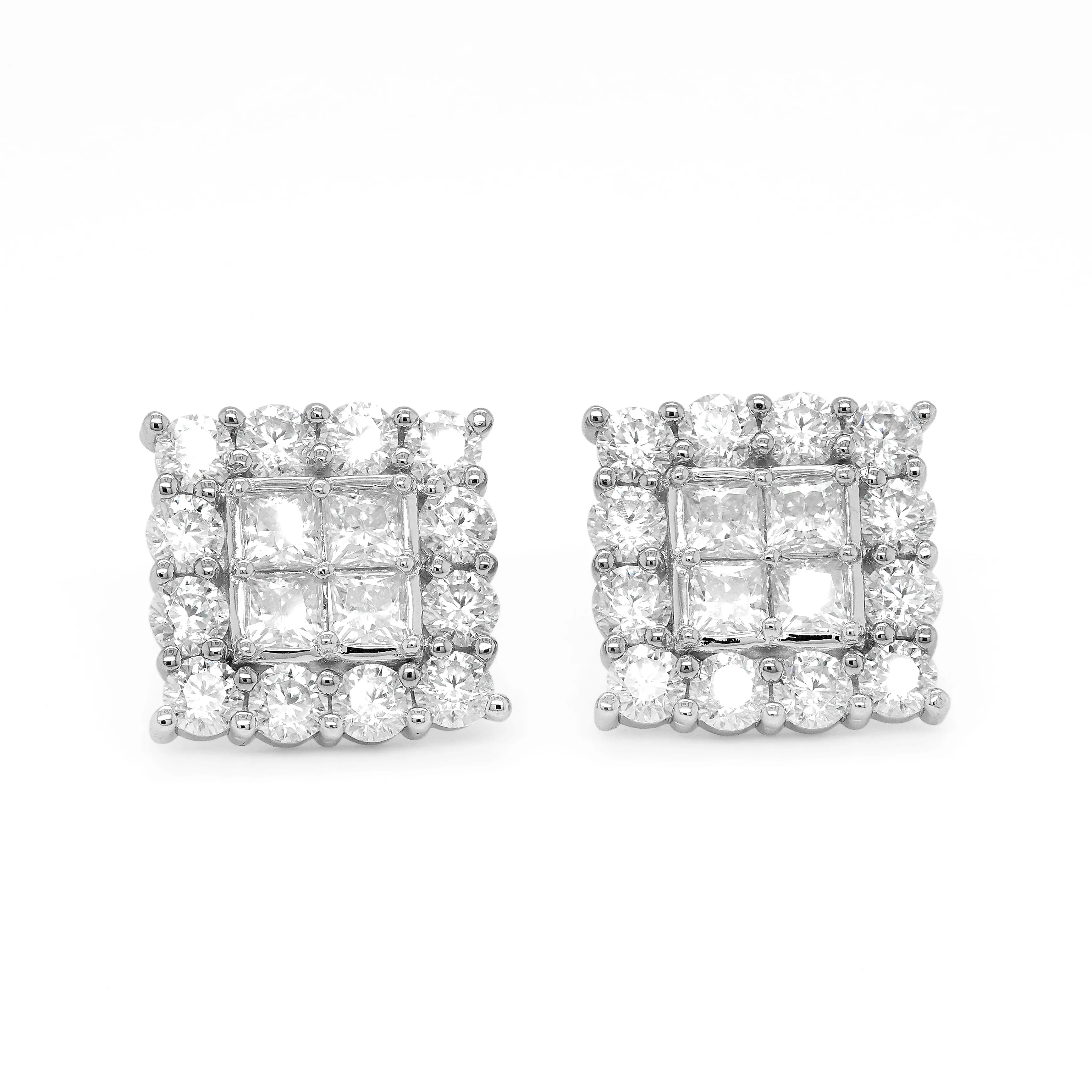 4.08 CTS DEW Moissanite Princess Cut Stud Earrings