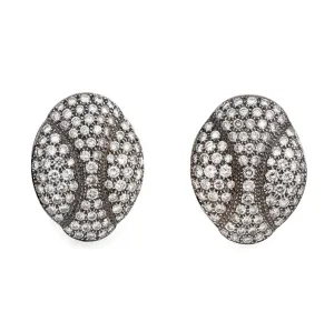 5ct Pave Diamond Earrings Vintage Platinum Clip On Large Oval Estate Jewelry