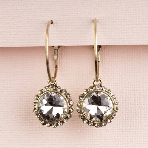 73915 - Glass Crystal Hoop Earrings - White