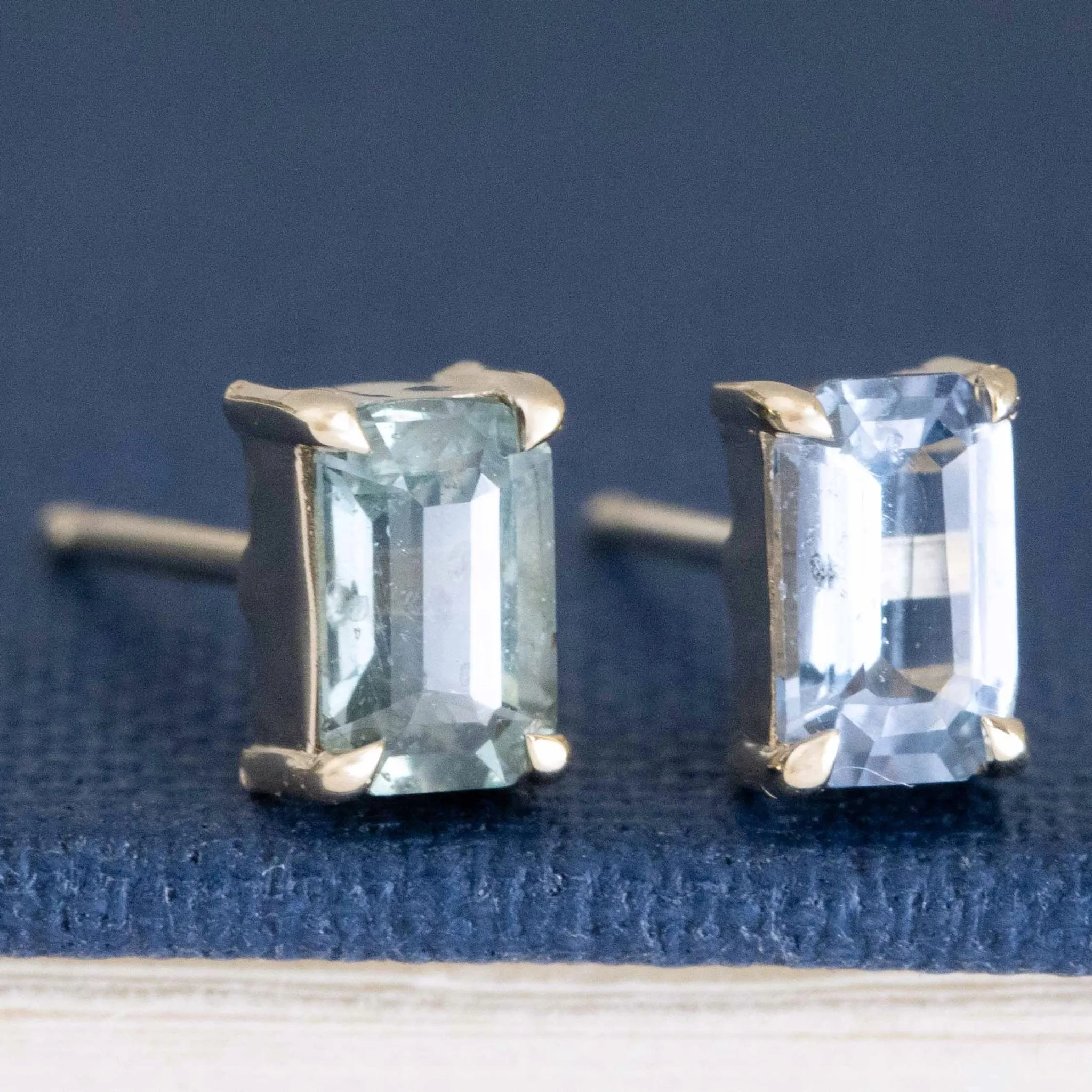 .88ctw Vintage Step Cut Sapphire Stud Earrings