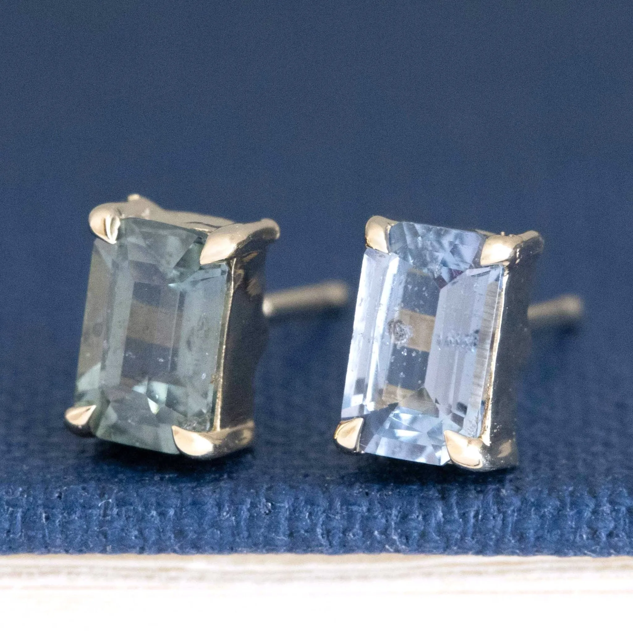 .88ctw Vintage Step Cut Sapphire Stud Earrings