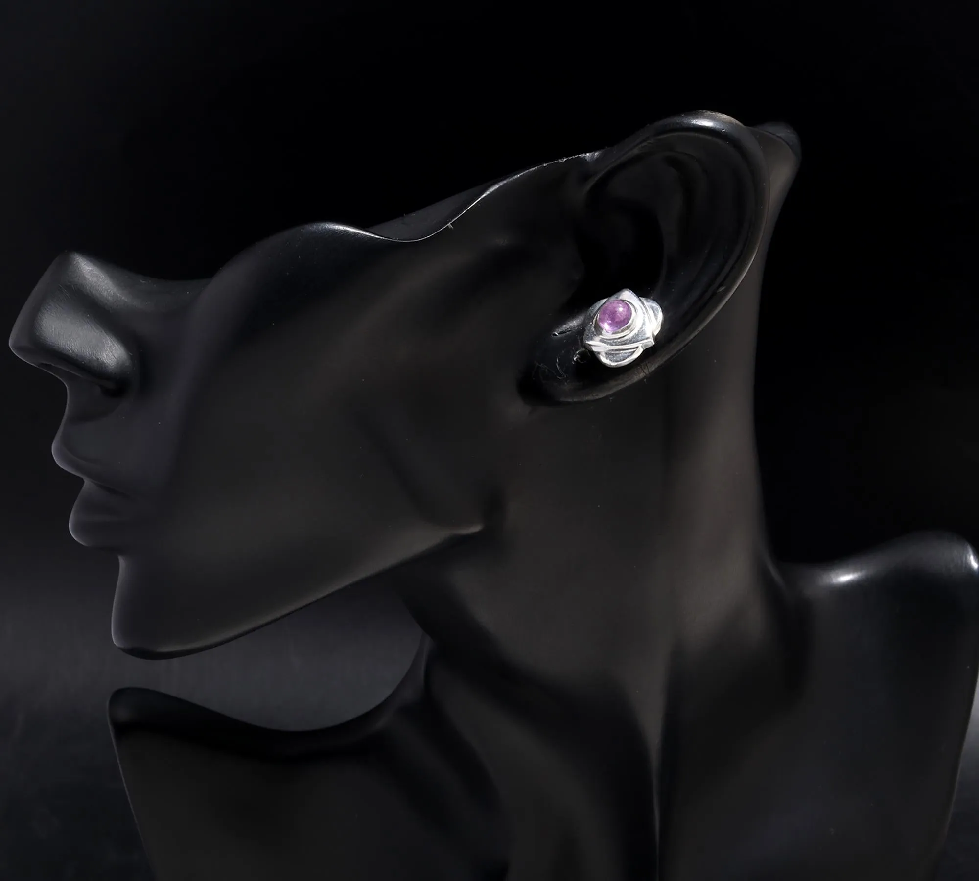 925 Silver Amethyst Floral Stud Earrings