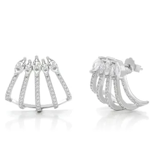 925 Sterling Silver Micro Pave Caged Ear Cuff Earring