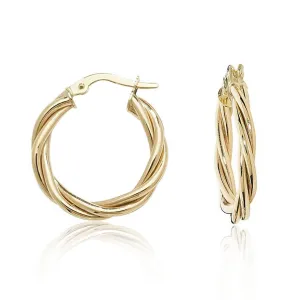9ct Gold Double Twist Hoop Earrings 20mm