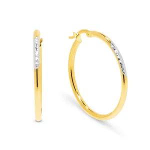 9ct Yellow and White Gold Two-Tone Hoop Earrings GEAR338