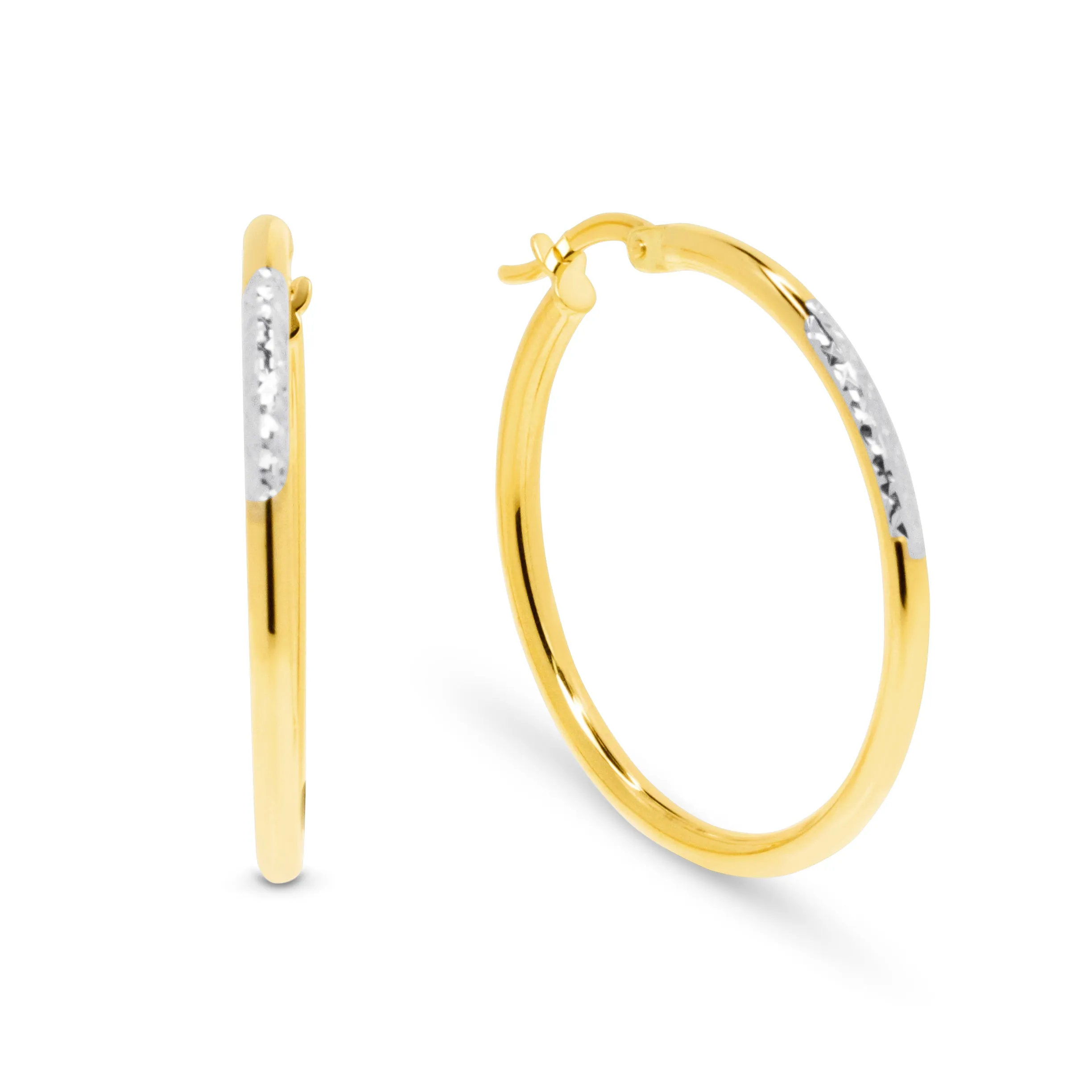 9ct Yellow and White Gold Two-Tone Hoop Earrings GEAR338