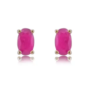 9ct Yellow Gold 5x3mm Oval Ruby Stud Earrings
