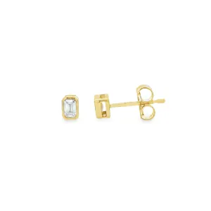 9ct Yellow Gold Emerald Cut Lab Grown Diamond Bezel Set Stud Earrings TDW= 0.35ct