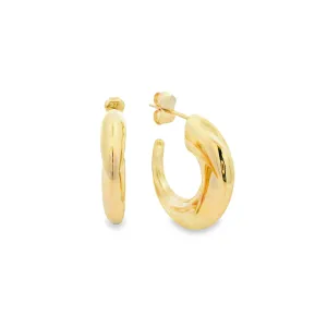 9ct Yellow Gold Half Hoop Stud Earrings with slight Knife Edge Twist GEAR318
