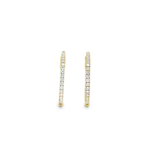 9ct Yellow Gold Inside/Outside Lab Grown Diamond Hoop Earrings TDW=0.75ct