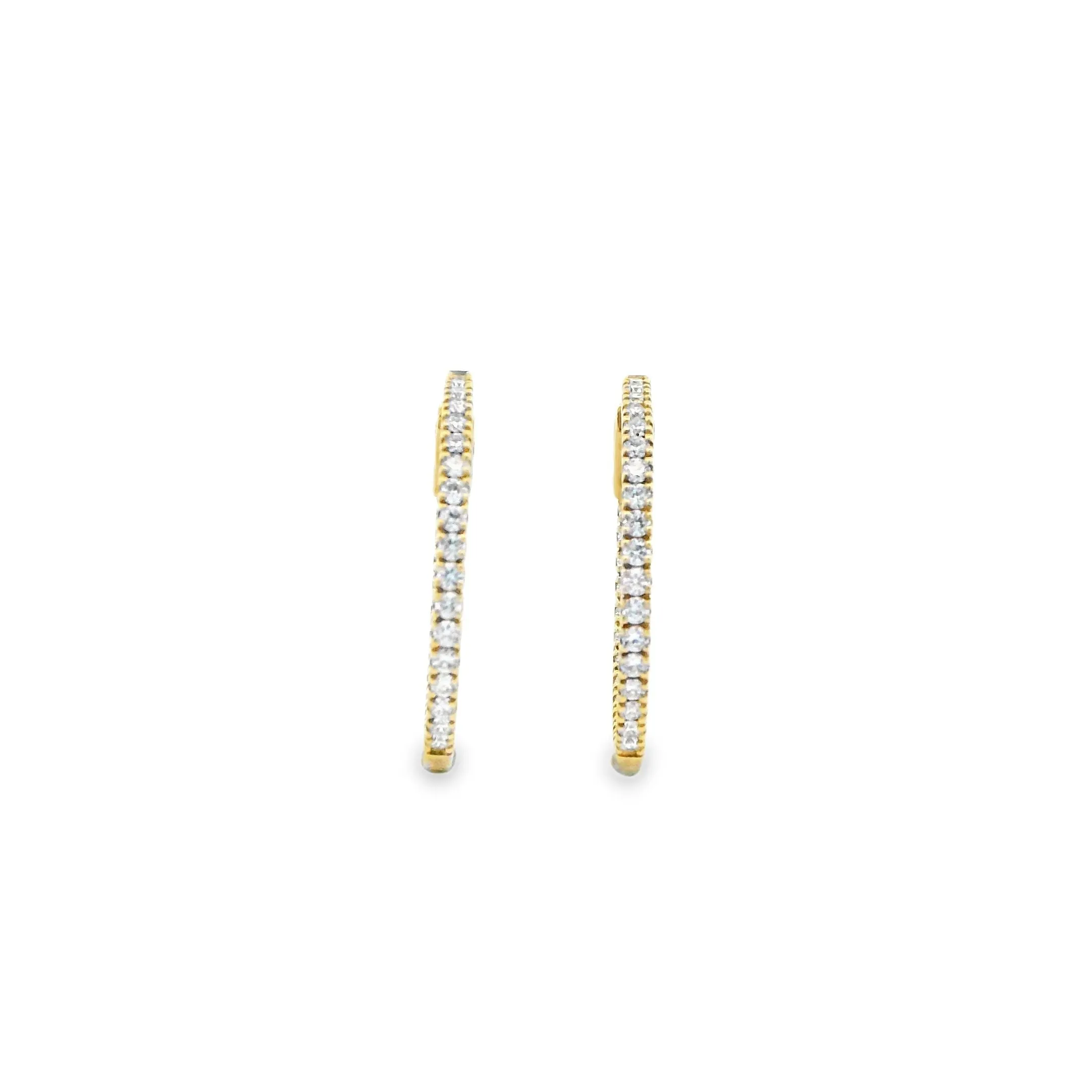 9ct Yellow Gold Inside/Outside Lab Grown Diamond Hoop Earrings TDW=0.75ct