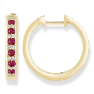 9ct Yellow Gold Ruby & Diamond Earrings