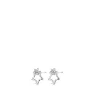 Absolute Kids Open Star with Crystal Flower Earrings